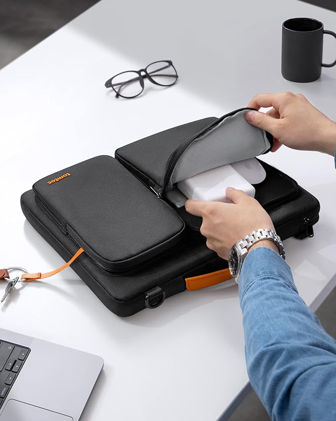 tomtoc 360 Protective Laptop Shoulder Bag for 13 Inch 2026 MacBook Air M5/A3449 M4/A3240, M3/A3113, 2024-2019, MacBook Neo A18 Pro, 13-in Surface Pro 11th AI/10, Water-Resistant Accessory Case