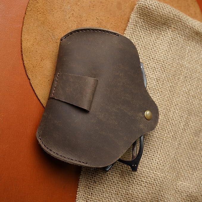 Leather Eyeglasses Case,Flexible Sunglasses Pouch Slim Case for Women Men Horizontal Eyeglass Case
