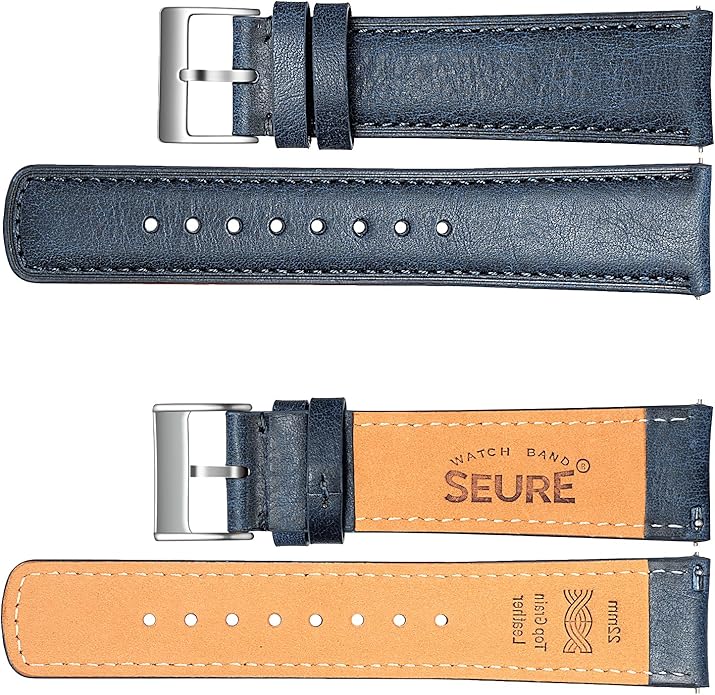 SEURE Quick Release Watch Band,Top Genuine Leather Watch Straps 19mm 20mm 21mm 22mm 24mm for Men and Women