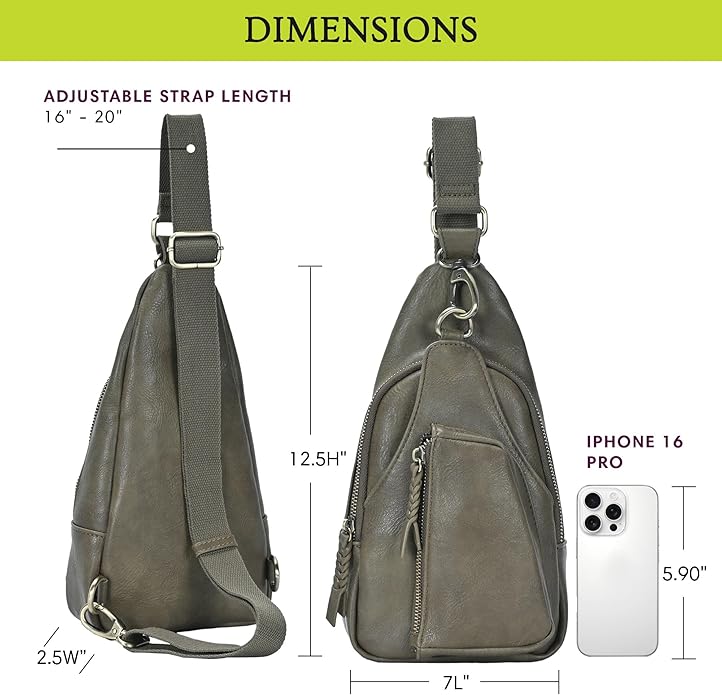 MMS Brands Antik Kraft Tasha Crossbody Sling | Vegan Leather Crossbody Bag for Women with 16-20" Strap | Sling Bags for Women