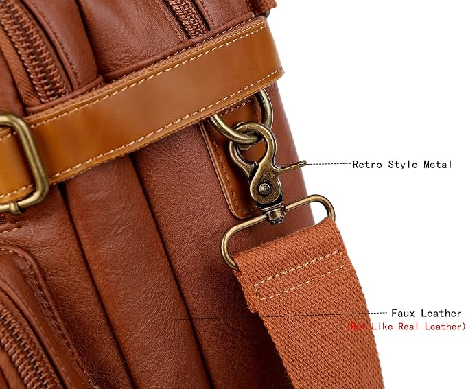 Men Vegan Leather Briefcase Backpack Hybrid 17 Inch Laptop Bag Case Business Messenger bag HB-22