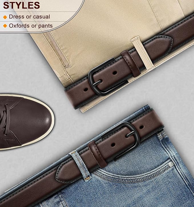 KEMISANT Men Belt-Genuine Leather Belt for Men Dress Casual Golf Jeans 1 3/8"