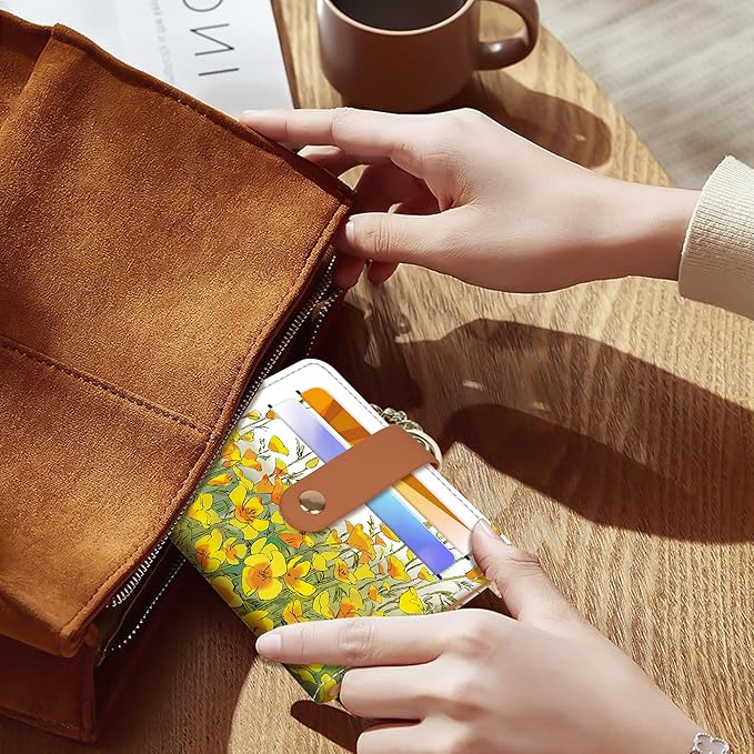 Airkit Small Wallets Woman RFID Blocking Leather Credit Card Holder - with ID Window - Card Wallets for Women - with Zipper Coin Purse - Keychain Wallet