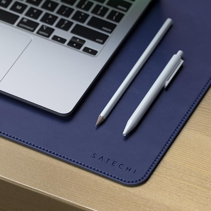 Satechi Vegan Leather Desk Mat, Large Mouse Pad Scratch and Water Resistant, Easy to Clean, Desk Pad for Office and Home, 26.8” x 12.4” x 0.1” - Future Dusk