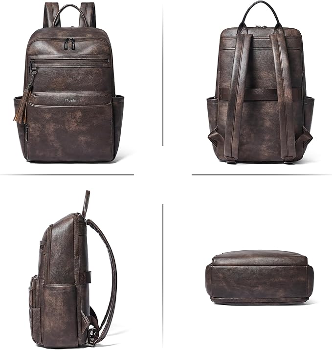 Laptop Backpack for Women,Leather Backpack with 15.6 inch Laptop Compartment,Large Capacity Computer Backpacks Purse,Carry-on Travel Backpacks,Casual Daypack for Work Business College,Coffee