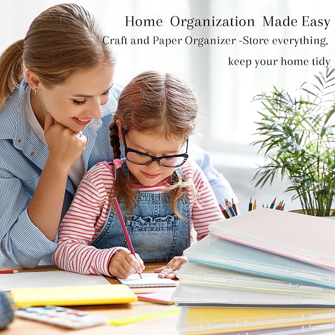 6 Pack 8x10 Photo Storage Boxes, Clear Plastic Organizer Bins for Scrapbook Paper, Crafts, Cards, and Photos