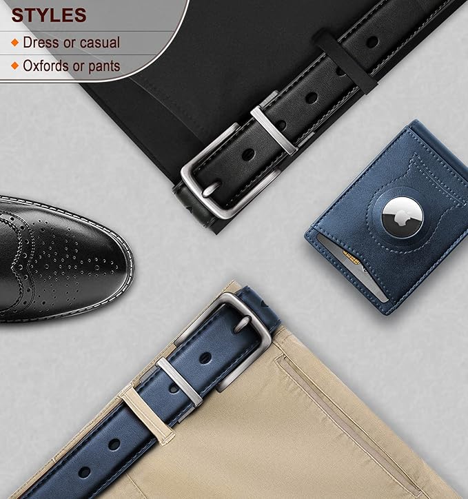 BULLIANT Men's Belt,Reversible Belt Adjustable For Gift Men 1.25”-Cut For Fit-2 Sides in 1 Belt(Not 2)
