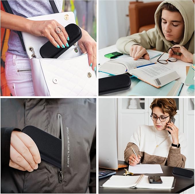 molshine Hard Shell PU Leather Glasses Case,Travel Portable Eyeglass Case for Men Women Girl Travel Study Work