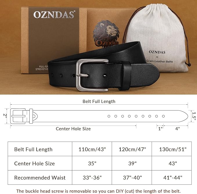 Men's Leather Belt Full Grain Leather Belts for Men Handmade Real Solid Top-Grain Leather Heavy-Duty Work Belt Gifts