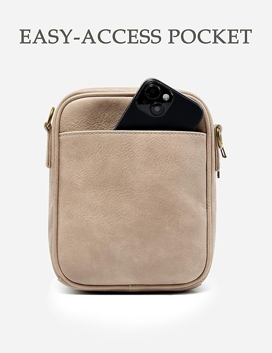 Crossbody Bag for Women Men, Vegan Leather Anti-Theft Messenger Shoulder Bag, Vintage Cross Body Purse with Card Slots