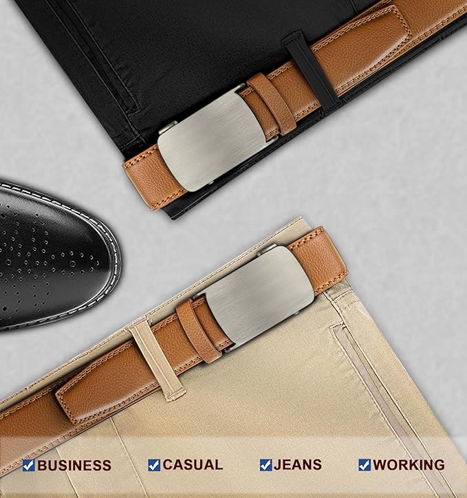 BULLIANT Men's Ratchet Belt Nontrimmable-Click Belt Adjustable for Men Gift Lightweight 1 3/8"