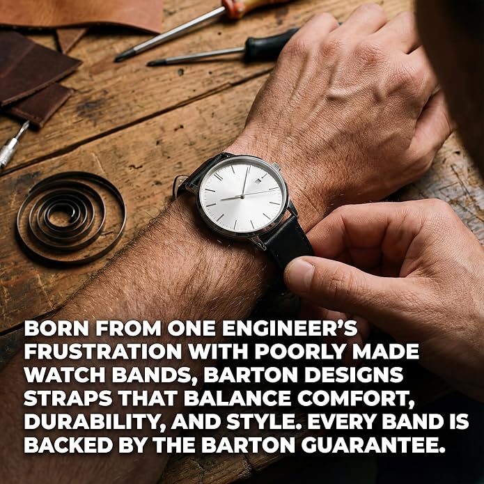 BARTON WATCH BANDS - Top Grain Leather Watch Bands Compatible with Apple Watch Models - 1, 2, 3, 4, 5, 6, 7, 8, 9, 10, SE, Ultra & Ultra 2