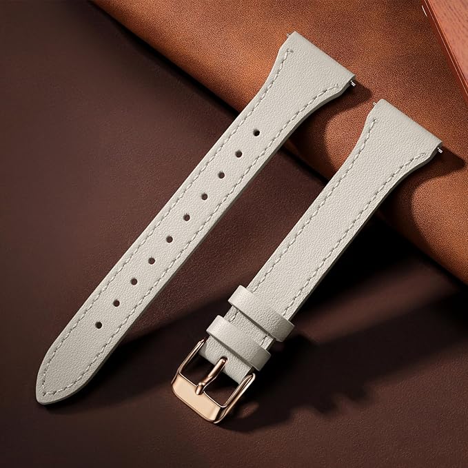 GEAK Slim Leather Band Compatible with Galaxy Watch 7 Band/6 5 4 FE 40mm 44mm/5 pro 45mm/Classic/Galaxy Active 2, 20mm Genuine Leather Strap with Quick Release Buckle for Samsung Watch Bands Women