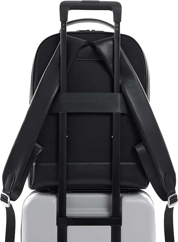 Comfyable x Edition Premium Vegan Leather Backpack for 13" 14" 15" 16" Laptops, Business Trip Backpack with Trolley Strap & YKK Zipper, Water-repellent Durable Bag for Men Women, Daypack for Work