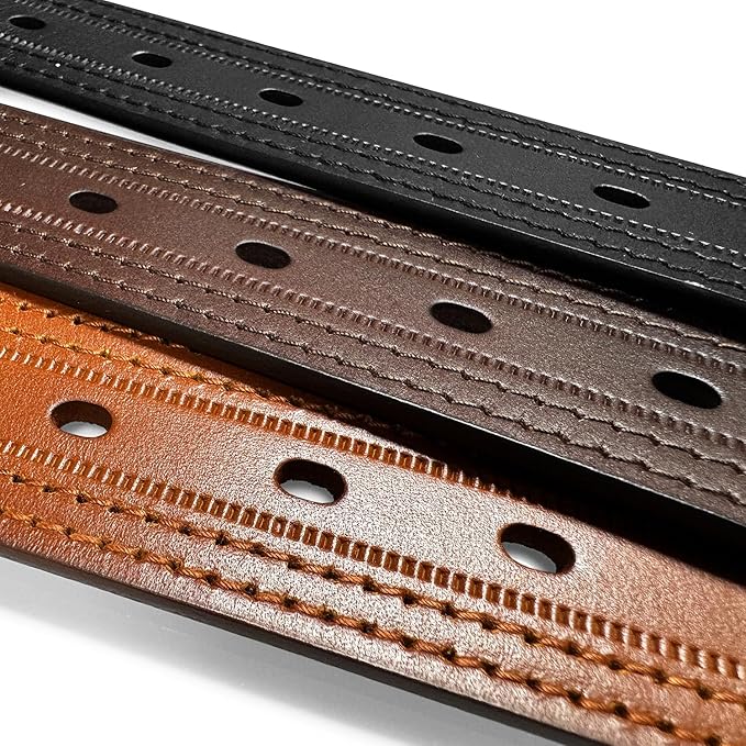 Men's Oil-Tanned Genuine Leather Dress Classic Belt 1-1/8"(30mm) or 1-3/8"(35mm) Wide One Piece Dress Belt