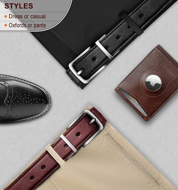BULLIANT Men's Belt,Reversible Belt Adjustable For Gift Men 1.25”-Cut For Fit-2 Sides in 1 Belt(Not 2)