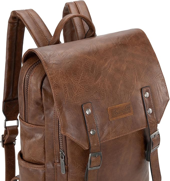 Montana West Wrangler Laptop Backpack with USB Charging Port, Vintage Travel Work College Bookbag for Women Men