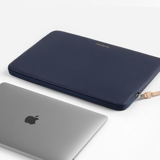 Comfyable Slim Protective Laptop Sleeve Compatible with 13/14 Inch MacBook Air & MacBook Pro M5/M4/M3/M2 Pro/Max 2026, Mac Travel Case, Laptop Pouch, Slim PU Leather Cover, Blue