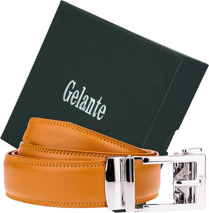 Gelante Ratchet Belt for Men, Mens Belts Leather 1.3'' Adjustable Trim to Fit Dress Belt