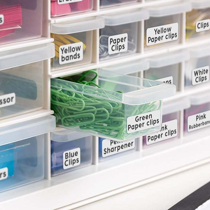 IRIS USA Plastic Storage Drawers, Made in USA, 26-Drawer Organizer Cabinet, Stackable Teacher Toolbox for Crafts, Beads, Stickers, Hardware, Nuts & Bolts, Scrapbook Supplies, Building Bricks – White
