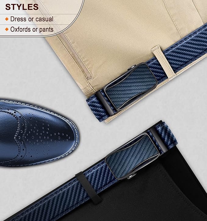 BULLIANT Mens Ratchet Belt,Leather Adjustable Slide Belt For Gift Mens Dress Casual 1 3/8",Size Adjustable