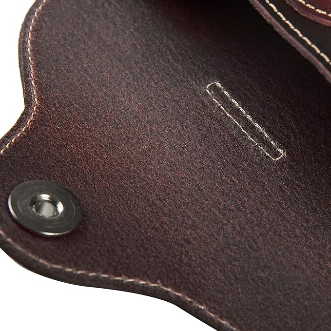 ZLYC Unisex Semi Hard Genuine Leather Eyeglass Case With Belt Loop for Prescription Eyeglasses & Standard Sized Sunglasses