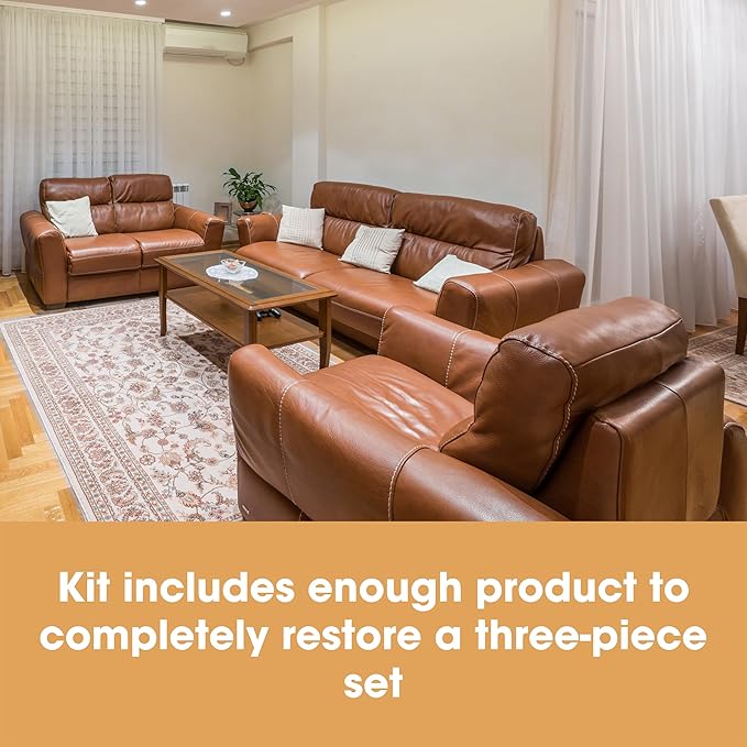 Furniture Clinic Leather Complete Restoration Kit | with Leather Recoloring Balm, Cleaner, 2-in-1 Protection Cream & Conditioner, Sponge, and Cloth | Repair Kit for Furniture (Ivory)