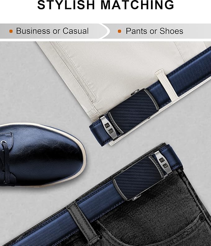 KEMISANT Belt Men, Sliding Ratchet Belt Genuine Leather For Gift Mens Dress Pants Oxfords,Size Adjustable