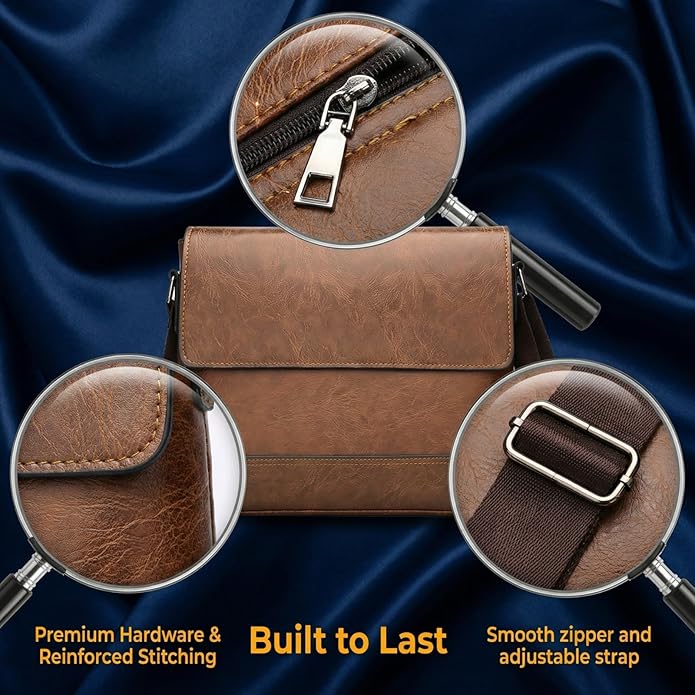 Messenger Bag for Men, 13 inch Purse Crossbody Bag, Waterproof Shoulder Bag for Office Business