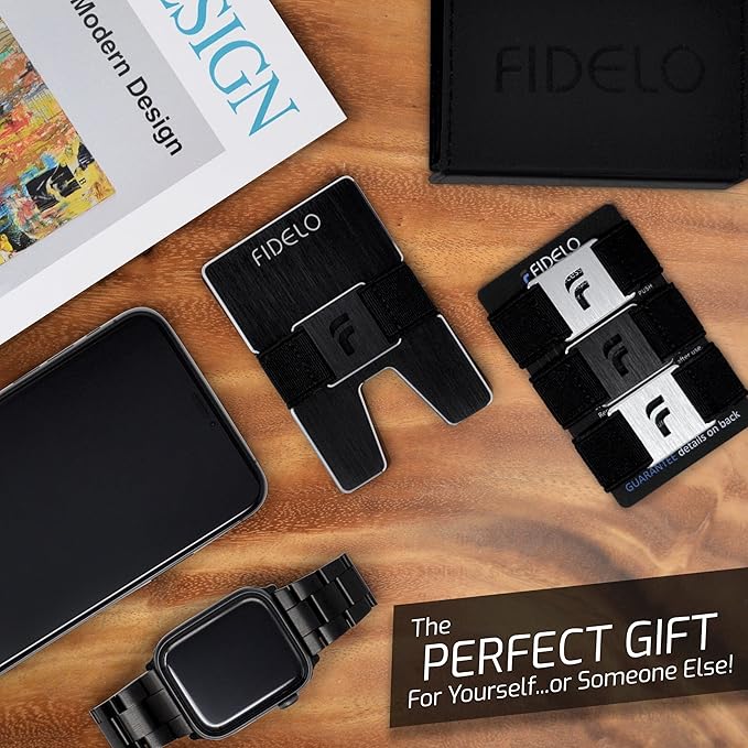 Fidelo Slim Wallet for Men – RFID Blocking Minimalist Credit Card Holder with Sliding Pop-Up Design - Push Button Men's Wallets - Front Pocket Wallet