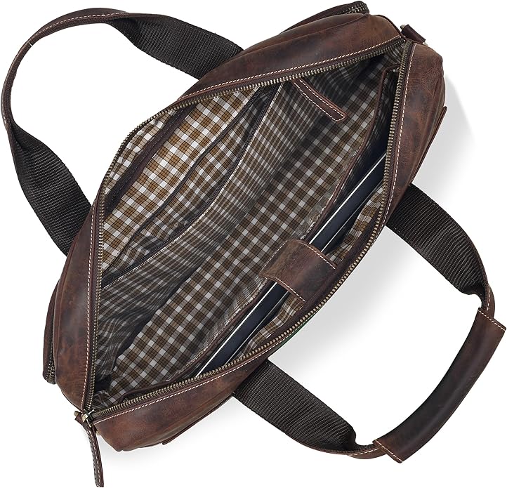 Oak Leathers Leather Messenger Bag for Men and Women - Laptop Briefcase Bag For College, Office, Adjustable Shoulder Strap