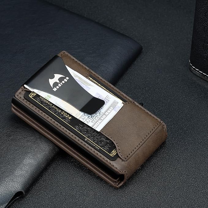 Card Wallet for Men Slim Minimalist: Smart Pop Up Wallets with Money Clip - RFID Front Pocket Credit Card Holder - Gift for Men Husband