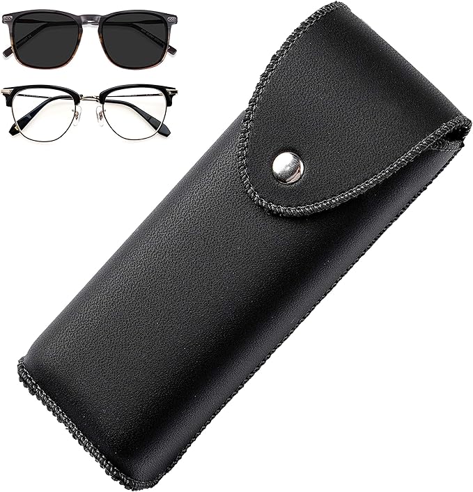 PU Leather Eyeglasses Case on Belt, Hard Eyeglass Case, Glasses Holder Belt Loop, Small Case For Eyeglass, Glasses Cases, Small Sunglasses Case, Reading Glasses Case Classy Style Black