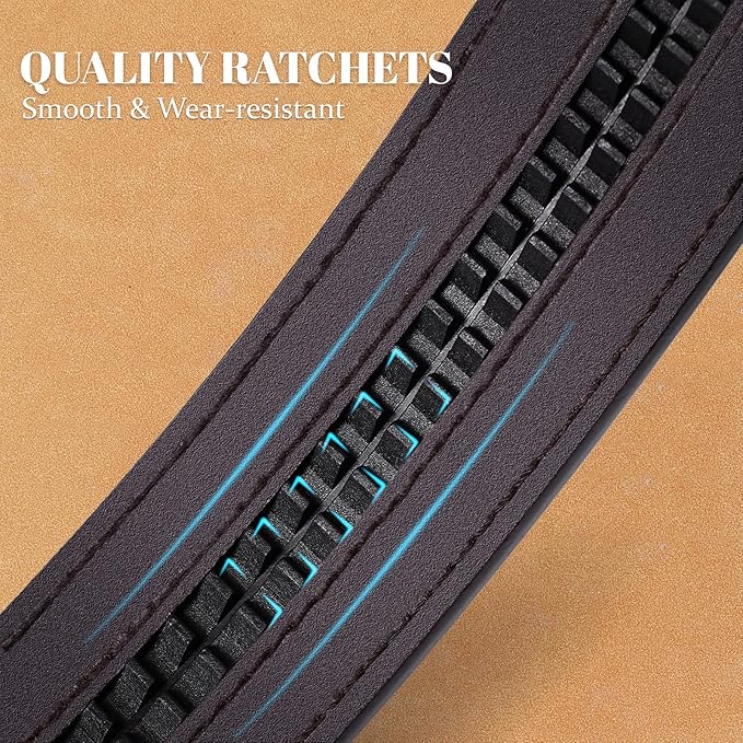 SANSTHS Western Cowboy Ratchet Belts for Men Women Leather Cowboy Belt with Automatic Western Buckle for Jeans Gifts