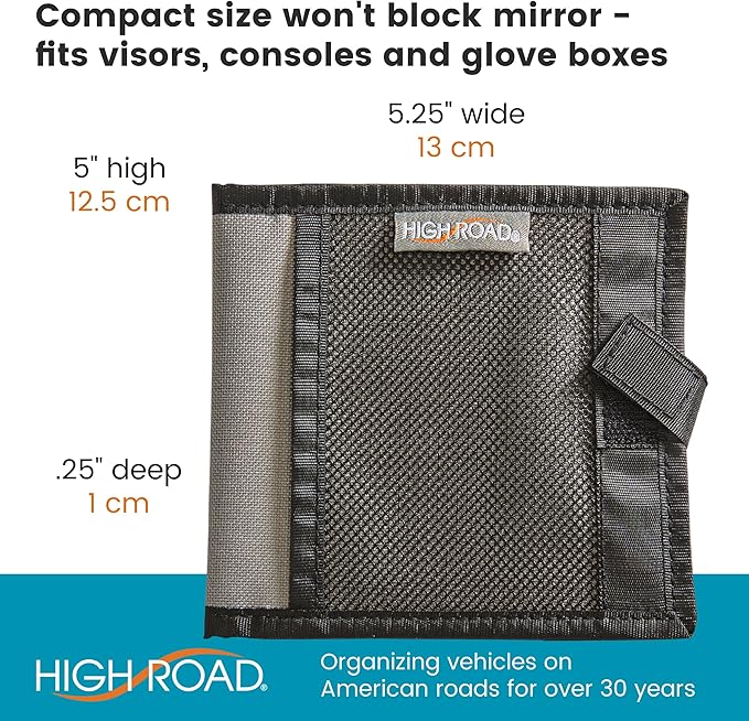 High Road Car Registration and Insurance Card Holder for Sun Visor, Glove Box or Console with 2 Clear Hidden Car Document Pockets and Front Mesh Card Pocket