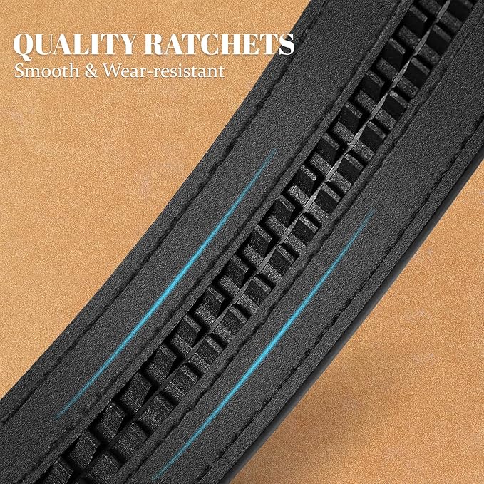 SANSTHS Western Cowboy Ratchet Belts for Men Women Leather Cowboy Belt with Automatic Western Buckle for Jeans Gifts