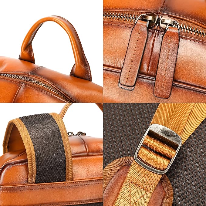 NIUCUNZH Genuine Leather Backpack for Men Travel Daypack Women College School Computer Bag for 15inch Laptop Business