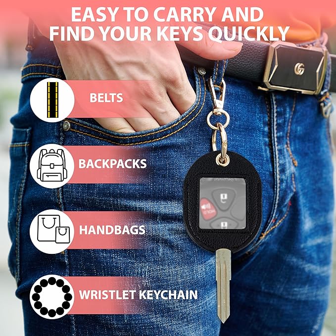 Leather Car Key Fob Cover Sleeve Holder for Broken Keys – Smart Remote Protector Case with Keychain for Men & Women