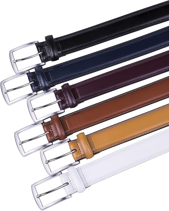 Fabio Valenti Genuine Leather Dress Belts For Men - Mens Belt For Suits, Jeans, Uniform With Single Prong Buckle