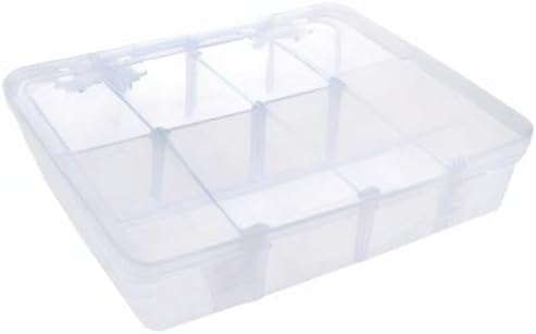 Xiaoyztan 8 Grids Clear Plastic Organizer with Adjustable Dividers, Jewelry Box Bead Storage Container for Small Parts, Fishing Tackle, DIY Crafts, and Earrings, Overall 7.3in x 4.9in