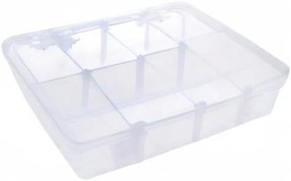Xiaoyztan 8 Grids Clear Plastic Organizer with Adjustable Dividers, Jewelry Box Bead Storage Container for Small Parts, Fishing Tackle, DIY Crafts, and Earrings, Overall 7.3in x 4.9in