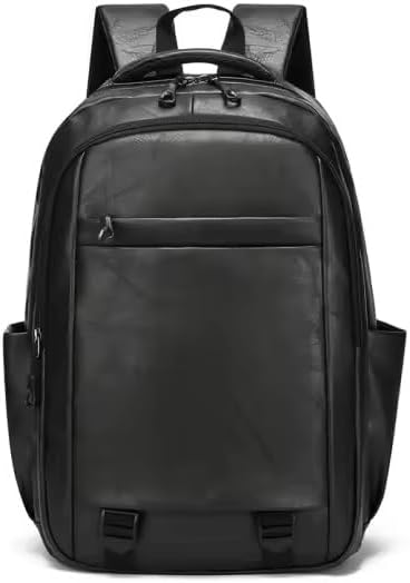 PU Leather Backpack for Men & Women - Work & College Backpack with Laptop Compartment (Black)