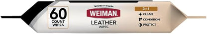 Weiman Leather Cleaner and Conditioner Wipes & Microfiber Towel Kit, Clean, Condition and Restores Leather Surfaces, UV Shield Prevent Cracking & Fading of Leather Furniture, Car Seats, Shoes & Purse