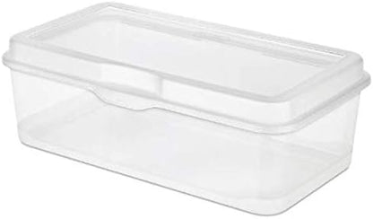 Sterilite Large FlipTop, Stackable Small Storage Bin with Hinging Lid, Plastic Container to Organize Desk at Home, Classroom, Office, Clear, 1-Pack