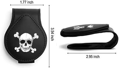 Sunglass Holder for Car Visor, for Anime Skull Skeleton Magnet Sunglasses Holder for car, Cartoon Leather Car Sunglass Holder, Visor Sunglass Holder with Glasses Cards
