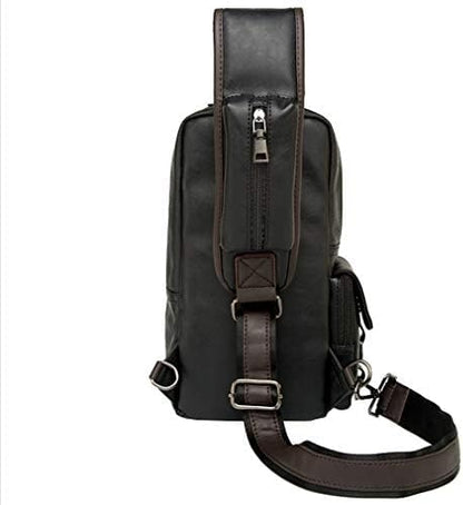 Hebetag Leather Sling Bag Crossbody Backpack for Men Women Travel Outdoor Camping