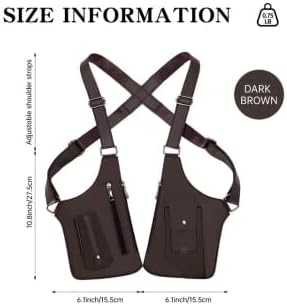 Double Shoulder Armpit Bag for Men, Anti-Theft Underarm Shoulder Holster Bag with Adjustable Strap, Hidden Phone Wallet Pocket for Travel & Daily Commute (Dark Brown)
