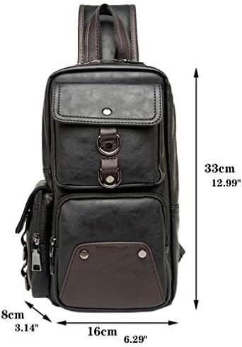 Hebetag Leather Sling Bag Crossbody Backpack for Men Women Travel Outdoor Camping