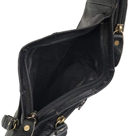 Leather Sling Bag Crossbody Backpack for Men Women Travel Outdoor Sports Hiking Camping Shoulder Chest Day Pack Daypack