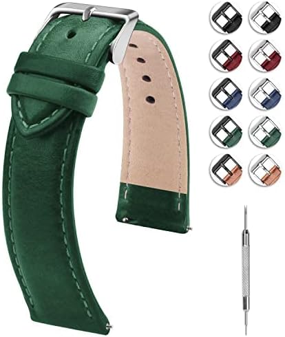 Fullmosa Watch Band, Quick Release Leather Watch Strap for Men Women, Replacement Bands Width 12mm 14mm 16mm 18mm 19mm 20mm 21mm 22mm 24mm